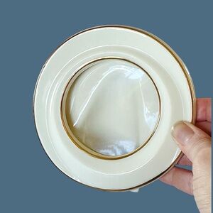 Lenox Round Small Porcelain Picture Frame with 24k Gold Rim Art Deco